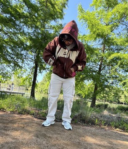 Zip Up Hoodie - "Dark Chocolate"